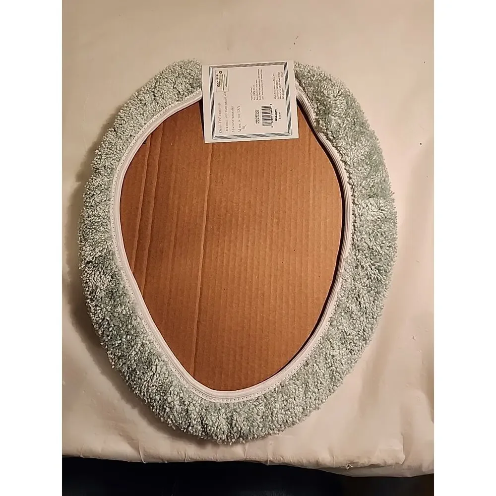Vtg Toilet Seat Cover Carpet Rug Aqua Glaze Made In Usa Machine Washable